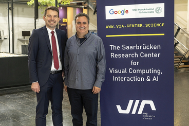 Prof. Dr. Christian Theobalt, Head of the VIA-Center with Shahram Izadi, Senior Director and Head of AR at Google.